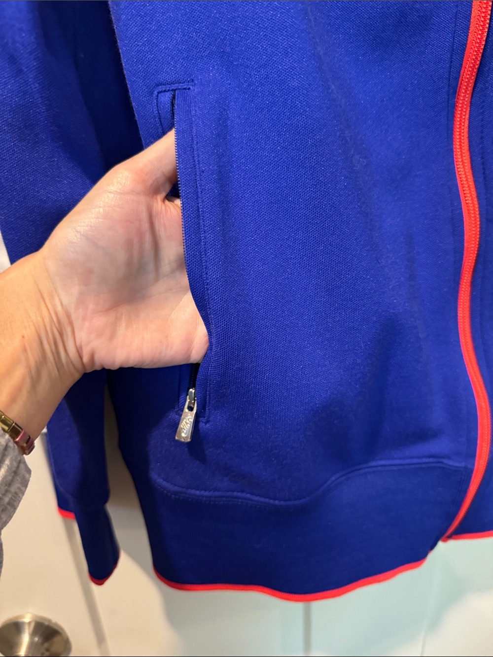 Nike Royal Blue Track Jacket with White Stripes and Red Accents - Picture 6 of 7